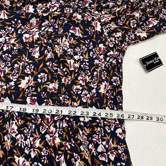 Jessica Howard Dress Womans 24 Blue Floral Tiered Midi Ruffle V Neck Balloon Slv - Picture 8 of 9